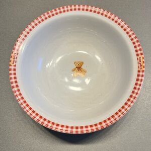 Lipton Teddy Bear Bowl 
Red and White Checkered Vintage